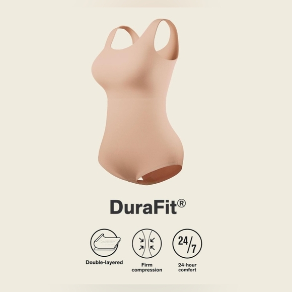 Seamless Tan Shapewear Bodysuit with Spaghetti Straps - Picture 4 of 5